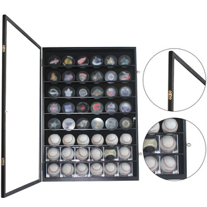 Hot Sale Wholesale Custom Wood Frame Hockey Pucks Display Case Holder Wall Cabinet with Lock - Product Image 3