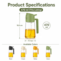 Vente en gros directe usine – Distributeur d'huile de cuisine 2-en-1 en verre de 470 ml, pulvérisateur et verseur, réutilisable, écologique et recyclable