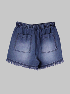 Fashion Summer Women's <b>Elastic</b> <b>Waist</b> Shorts Casual Short Pants Slim Solid Color Pocket Lady's <b>Jeans</b> Drawstring Short Pants - Product Image 5