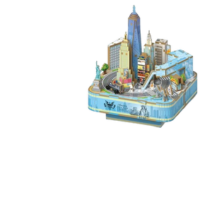 Caja de Música de Madera 3D del Centro Comercial del Mundo de Nueva York, Rompecabezas Mecánico de Cuerda, Ensamblaje Rápido, Adorno de Escritorio DIY, Transfronterizo - Product Image 5