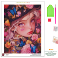 Kits de peinture diamantée Chenistory Wide Eyed Beauty pour adultes, fournitures artistiques, paysage, diamants ronds complets