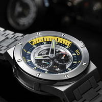 Montres mécaniques professionnelles en promotion avec boîtier transparent en acier inoxydable, cadran de 42 mm, résistance à l'eau de 50 m