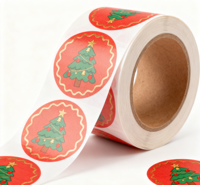Individuelle Aufkleber-Rolle im Weihnachtsstil Wasserfeste Selbstklebende Vinyl-Aufkleber-Rolle CMYK-Druck Benutzerdefinierte Farben Verpackungsetiketten