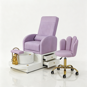 Nail Salon Equipment Golden Foot Care Spa Manicure Chair Modern Luxury purple Pedicure Bench Chair with Storage Cabinet - Product Image 1