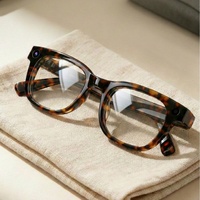 Lunettes Intelligentes Femme E06D avec Traduction IA pour Appels Vocaux, Caméra 13MP pour Photo/Vidéo, Motif Écaille de Tortue, Écran Tactile