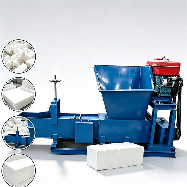 EPS Foam Cold Compactor Machine Waste Styrofoam Screw Compactor Block Making Machine for Polystyrene Foam Recycling