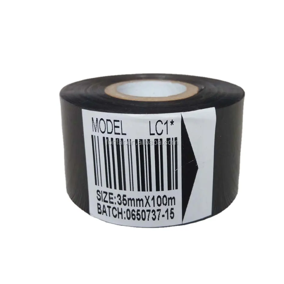 35mm * 100m Black LC1 New Hot Foil Stamping Roll / Black Coding Ribbons / Hot Print Stamp Foil for Expiry Date Printing