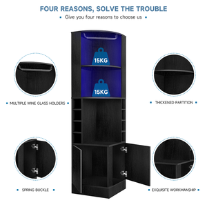 Góc rượu Bar Tủ tám chai cubbies cửa ĐÔI HAI Mở Kệ màu đen cho tủ nhà - Product Image 4