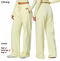 Nouveau pantalon de sport taille haute pour femme, jaune et noir, avec poches, pour l'entraînement et le jogging, style athleisure