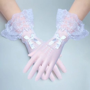 Gants en satin à nœud noir et <span class=keywords><strong>blanc</strong></span> en résille pour femmes pour les fêtes, les mariages, les bals, les soirées, les événements nuptiaux avec doigts - Product Image 6