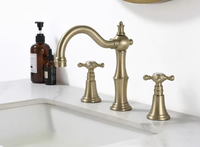 Robinet de lavabo mural en laiton noir mat de luxe, mitigeur dissimulé à double poignée 3 trous, bec rotatif, moderne, pour salle de bain, céramique