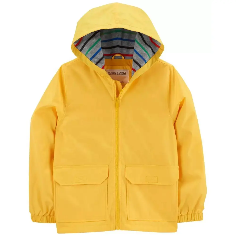 Nama Merek Kidswear Kembali Ke Seragam Sekolah Jaket Mantel Luar Pakaian Anak Laki-laki Klasik Warna Kuning Solid