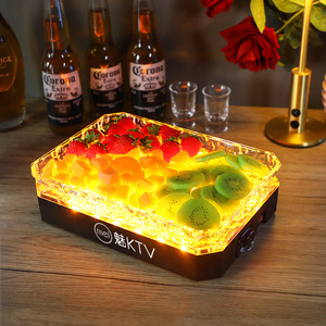 Glowing Fruit Platter Rectangle <b>Battery</b> Powered Ice Pattern KTV Party Snack Dessert Tray - Product Image 2