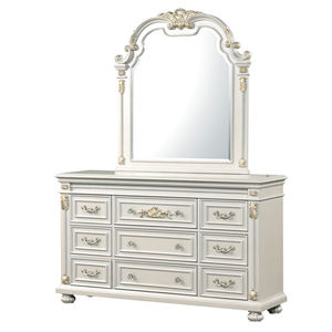 Cama de Dormitorio Gris Plateado de Lujo - Cama Tapizada con Detalles Dorados, Estilo Provincial Francés Clásico - Product Image 2