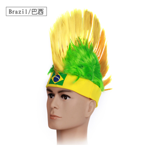 Logo personnalisé 2026 France Fans de Football Produits Giveaway Cockscomb Perruque <span class=keywords><strong>Fous</strong></span> Français Football Fans Mohawk Perruques avec Bandeau - Product Image 5