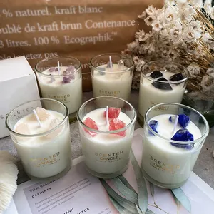 Healing Stones Scented Candle Wholesale Christmas Gift Spiritual Custom Crystal Soy Wax for Candle Making Fragrance CN;JIA