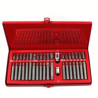 Lot de 40 clés à cliquet en acier haute résistance, jeu d'outils à douilles, entraînement 1/2 pouce, avec mallette rigide verrouillable rouge, garantie 3 ans