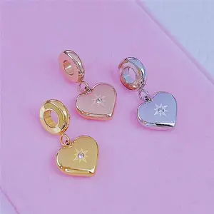 Abalorio de corazón, colgante de acero inoxidable, cuentas espaciadoras para collar DIY, pulsera, pendiente, fabricación de joyas