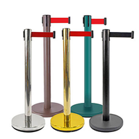 2M 3M 201 acier inoxydable Poteaux de contrôle de file d'attente noirs Ceinture rétractable Barrière de poteau de ligne Corde de contrôle et poteau de barrière
