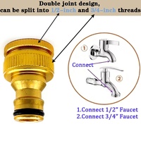 Adaptateur universel 2-en-1 pour tuyau d'arrosage, norme européenne, raccord rapide pour robinets extérieurs de 1/2 et 3/4 pouces