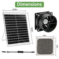 Ventilateur d'extraction solaire 25W 12V pour moustiquaire, système de ventilation pour serre domestique, poulailler, abri extérieur pour animaux de compagnie 12025
