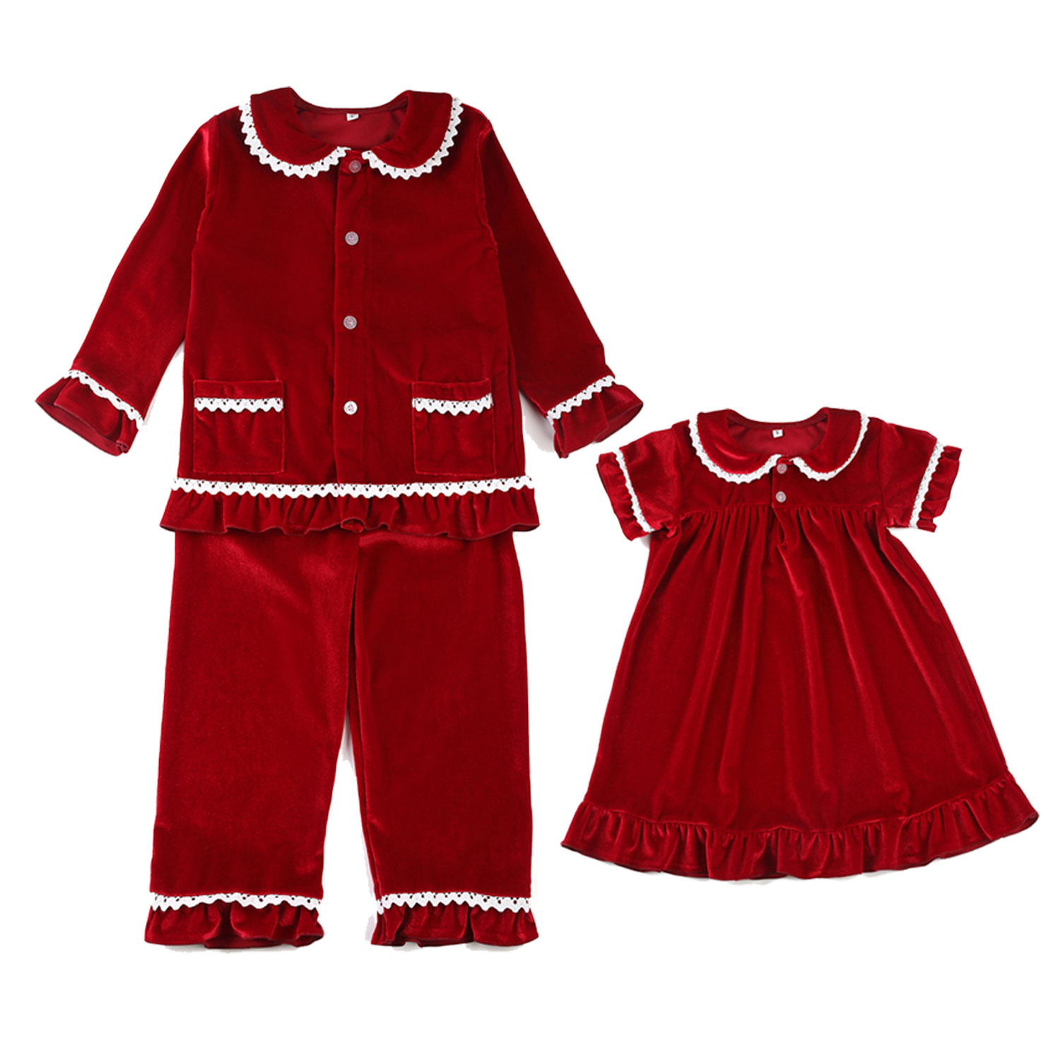 Оптовая продажа, Рождественская теплая Вельветовая ткань, подходящая ко мне одежда для мам, Пижамный наряд для девочек