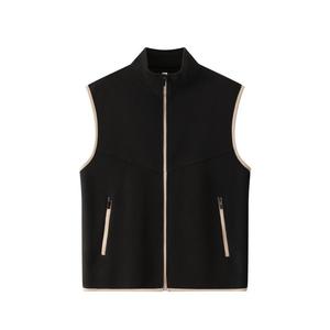 Gilet décontracté double face en molleton doublé pour homme, fermeture éclair, couleur unie, vêtement de sport d'extérieur - Product Image 5
