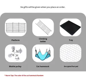 Металлическая трехслойная вилла для кошек, Современная клетка для кошек для домашнего использования, комнатная вилла для кошек, увеличенное свободное пространство, металлическая Строительная кнопка закрытия - Product Image 6