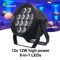 Igreslite 12*18W RGBWAUv 6-en-1 Projecteur LED Par sans fil DMX IP65 Étanche pour extérieur sur batterie pour scène