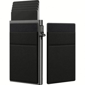 Tarjetero Delgado de Aleación de Aluminio con Hebilla, Porta Tarjetas de Crédito y de Identificación con Bolsillo Trasero Elástico, Mini Cartera Metálica RFID - Product Image 1