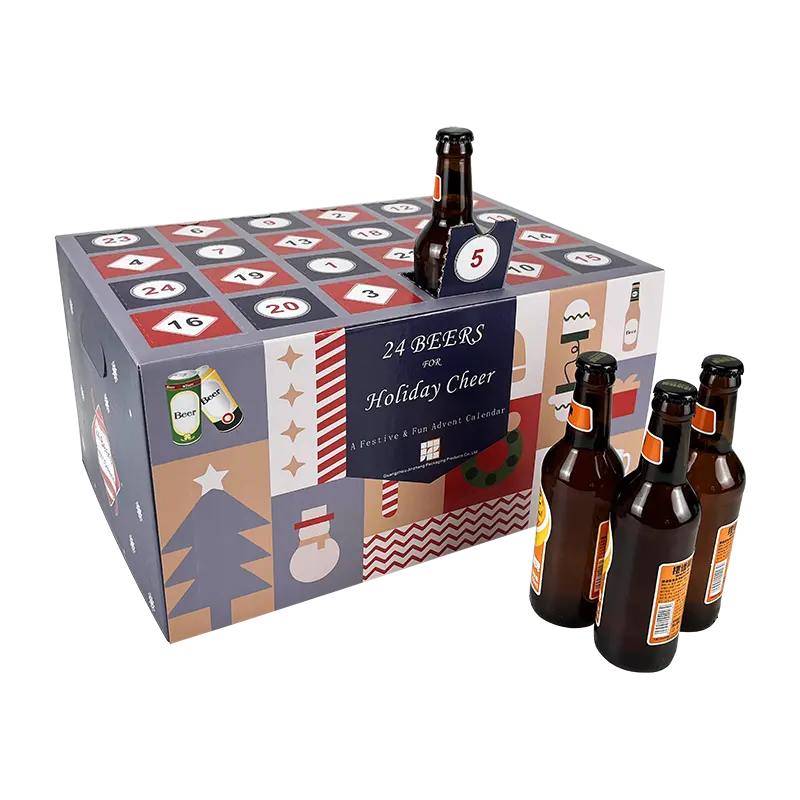 Scatola calendario birra personalizzata 24 bottiglie scatola di cartone ondulato scatola di spedizione birra calendario dell'avvento per adulti