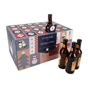 Scatola calendario birra personalizzata 24 bottiglie scatola di cartone ondulato scatola di spedizione birra calendario dell'avvento per adulti