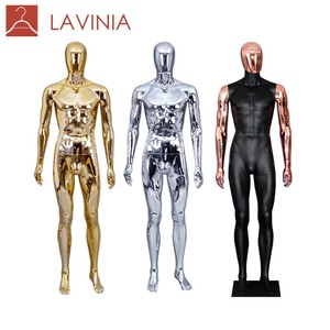 Maniquí Masculino Lavinia 2026, Nuevo Modelo, Color Cromo Dorado, Cuerpo Completo, con Base de Plástico, para Exhibición en Tiendas - Product Image 1