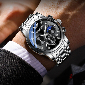 Nuovo orologio al quarzo di moda alla moda dal vivo popolare calendario luminoso maschile, luna e stelle - Product Image 6