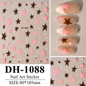 Autocollants pour ongles pentagramme 3D, styles variés, autocollants pour ongles en forme d'étoile imperméables pour la création de manucures DIY - Product Image 5