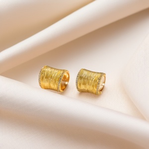Geometric Stud <b>Earrings</b> Gold Plated Zircon Stones 18K Ear <b>Post</b> For Women Fashion Jewelry - Product Image 1