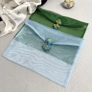 Logo Printed Blue Organza <b>Envelope</b> Jewelry <b>Gift</b> Packaging Luxury Organza <b>Envelope</b> Pouch - Product Image 5