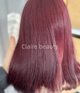 Perruque de dentelle suisse transparente <span class=keywords><strong>vin</strong></span> couleur rouge cuticule droite alignée perruques de cheveux humains européens avec une frange - Product Image 5