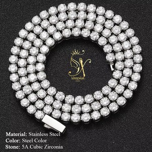 4 मिमी 5a घन ज़िरकोनिया टेनिस लिंक पुरुषों के लिए गोल्ड स्टील का रंग हार - Product Image 3