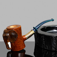 MUXIANG Pipe à tabac en bois sculpté à la main en forme de bruyère d'éléphant Pipe à fumer à tige Cumberland