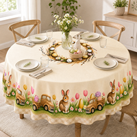 Nappe Moderne en Polyester Lapin de Pâques et Œuf – Lavable, Réutilisable, Écologique pour Événements, Fêtes et Décoration Intérieure