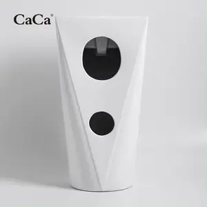 CaCa Customized Floor Free Standing White Glazed Bathroom Pedestal Basin Column Basin 1 Piece Bathroom Sink