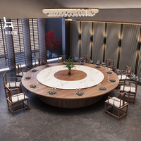 Ensemble de table à manger en bois massif sur mesure, table électrique rotative automatique pour hôtel, restaurant, banquet, usage commercial DT082