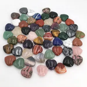 30MM Chakra Reiki Healing Crystals Tumbled Heart Cabochon Stones QuartzためDecor Love Heart Collection