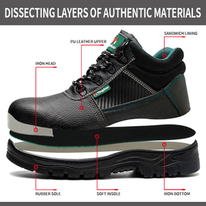 Zapatos de Seguridad para Hombre con Suela de Goma y PU Antideslizante y Antiaplastamiento para Protección Laboral en Obras y Fábricas - Product Image 5