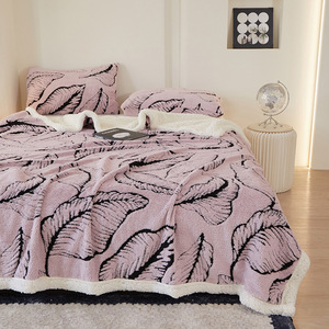 Chăn Flannel Polyester 100% cao cấp hai lớp, dày dặn & mềm mại, họa tiết hoa in Raschel, bán buôn cho nhà ở hoặc khách sạn - Product Image 2