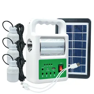 Carregador solar portátil de design popular, bateria poderosa, recarregável, lâmpada do quarto, kit de emergência, led