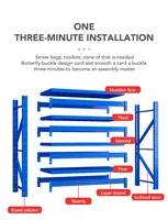 Étagère de stockage multi-usages en acier laminé à froid, robuste, capacité de charge de 300 kg, sans boulons, facile à assembler, pour entrepôt