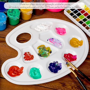 Palette de plateaux de peinture à l'aquarelle en plastique blanc, Design de 10 puits avec trou pour le pouce - Product Image 3