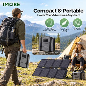 Panel Solar Plegable IMORE de 60W, Negro, Portátil, Monocristalino, para Exteriores, con Cables y Conectores - Product Image 4